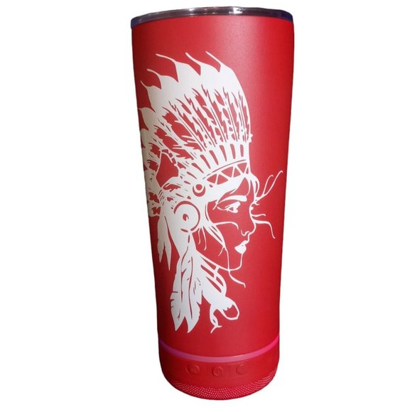 Bluetooth Speaker Tumbler Red With White Indian Custom Design Water Resistant